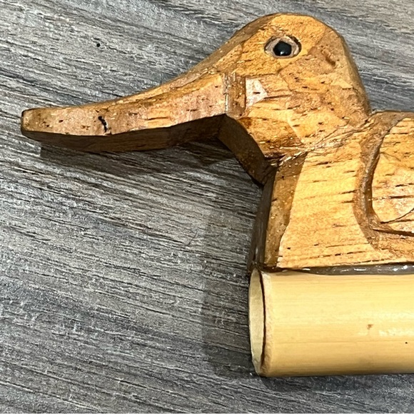 Wooden Duck Carved Bamboo Whistle Makes Duck Noise - Picture 6 of 16